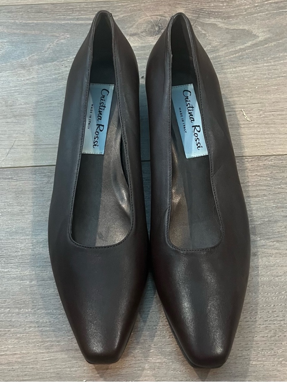 Vintage 80s 90s Women’s Brown Leather Square Toe Pumps